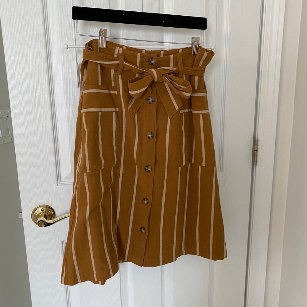 Mustard stripe midi skirt